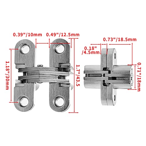 1-3/4" Hidden Hinge Stainless Steel 180 Degree, 4pcs - view 2