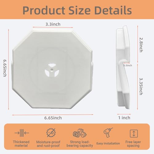 Vinyl Siding Mounting Blocks Octagon Siding Mounting Kit Fits 1/2 Inch Lap and 4-10 Inch Height Siding for Outdoor Lights, Cameras, Doorbells White, 2 Pack - view 3
