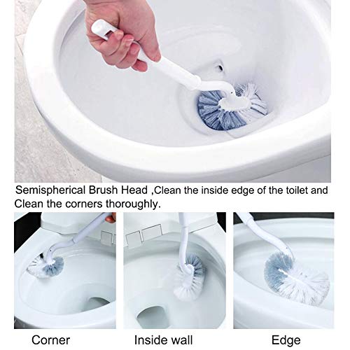 Bathroom Toilet Bowl Brush and Holder, Curved Design Toilet Brush for Deep Cleaning Under Rim, Best Toilet Brush Set, Easy Handy CompactToilet BowlCleaner Brush for Bathroom, 2 Pack - view 5