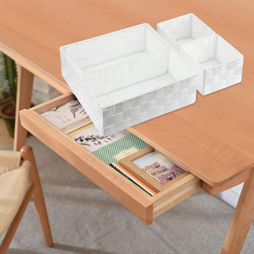 Woven Storage Box Cube Basket Bin Container Tote Organizer Divider for Drawer,Closet,Shelf, Dresser (White) - view 5