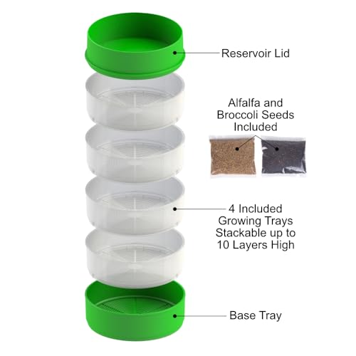Deluxe Seed Sprouter with 4 Growing Trays and 1 Seed Packets, (Alfalfa Seeds) Easily Grow Sprouts Indoors for a Healthy Lifestyle - view 3
