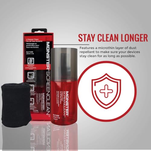 Screen Cleaner Kit with Microfiber Cloth, 6.7 oz (200 mL) Monitor Cleaning Spray for HDTVs, Laptops, Tablets, Smartphones and Eyeglasses, White/Black/Red - view 3