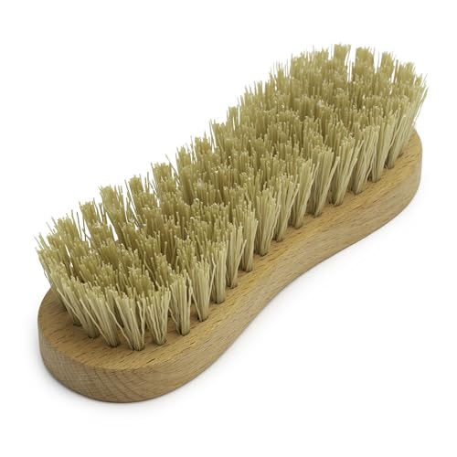 Nylon Fiber Economy Utility Cleaning Hand Brush | Heavy Duty Hand-Held Scrub Brush Stiff Bristles | Wooden Body, Ideal Scrub Brushes for Cleaning (Peanut Shaped) - view 7