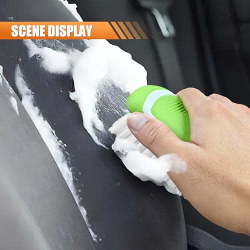 Car Carpet and Upholstery Cleaning Brush, Stiff Bristle Car Detailing Carpet Scrub Brush with Hanging Hole, Vehicle Interior Detailing Brushes for Floor Mats, Couch, Leather Seat (Green) - view 5