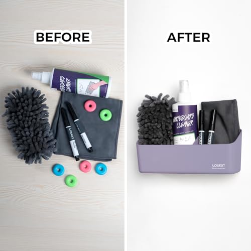 Whiteboard Accessories Bundle | Magnetic and Adhesive Marker Holder(Purple) + Magnetic Whiteboard Cleaning Cloth & Non-toxic Whiteboard Cleaner (3.4 fl oz) - view 2