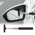1 PC Car Rearview Mirror Wiper Telescopic Auto Mirror Squeegee 98cm Long Handle Cleaning Tool Glass Mist Cleaner Black