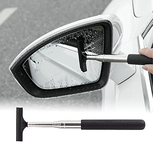 1 PC Car Rearview Mirror Wiper Telescopic Auto Mirror Squeegee 98cm Long Handle Cleaning Tool Glass Mist Cleaner Black