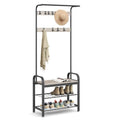 Coat Rack, Hall Tree with Shoe Bench, 4-in-1, 9 Removable Hooks