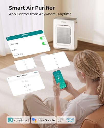 Air Purifier for Home Bedroom Large Room up to 3000Ft², HEPA Air Purifier with Washable Double-Sided Filters, Smart WiFi, AQI Display, Air Cleaner for Pets, Dust, Pollen, 15dB Sleep Mode, Fragrance - view 5