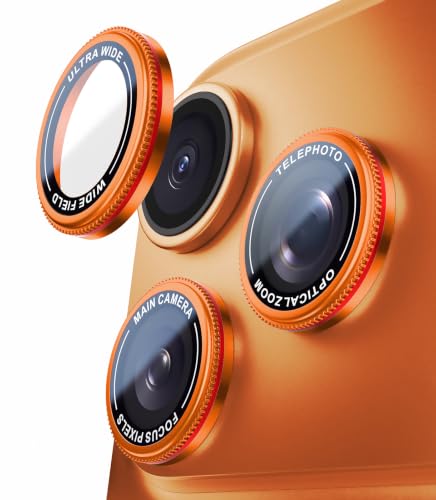 Lens Cover for iPhone 17 Pro/17 Pro Max, AR Clear Camera Protector, Anti-Scratch Full Coverage, Energy Mecha Style, Energy Orange