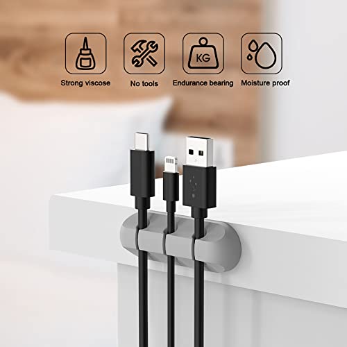 2 Pack Cable Clips - Cord Organizer, Cable Management, 6mm Wire Holder System - Rubber Adhesive Cord Hooks fit Home, Office, Cubicle, Car, Desk Accessories (Black Grey) - view 6
