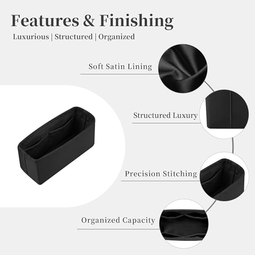 Satin Purse Organizer for Kelly 25, Black - view 4