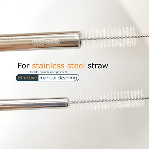 Drinking Straw Cleaning Brushes Set Pipe Tube Cleaner Nylon Bristles Stainless Steel Handle - 8" x 3/8" (10mm) - Set of 15 - view 4