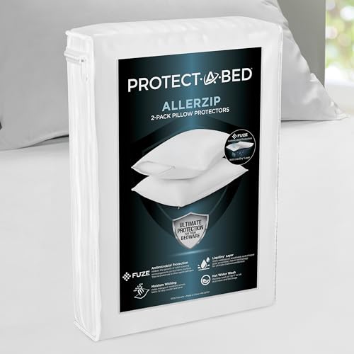 AllerZip Waterproof Pillow Protectors, Standard (2 Pack)
