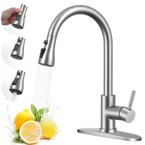 Kitchen Faucet with Pull Down Sprayer, Single Handle, Brushed Nickel