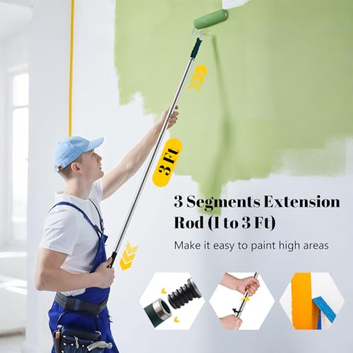Paint Roller Kit with Extension Pole, 9 Inch Paint Roller Set - view 2