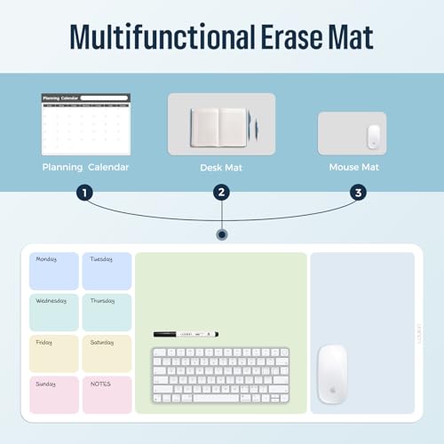 Dry Erase Desk Mat Bundle | 32"x14" Dry Erase Desk Mat, Includes 2 Wet Erase Markers & 1 Cleaning Cloth + Whiteboard Cleaning Wipes,3 PCS, 50 Wipes Per Pack - view 2