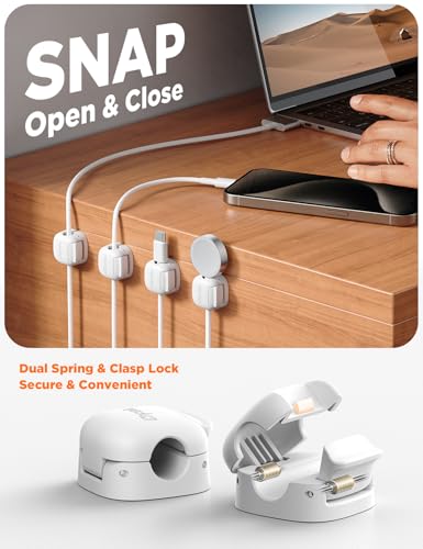 6Pack Cord Organizer, Spring Cable Clips [1s Lock] Cord Holder for Nightstand Car Home Office Desk Accessories Cubicle Decor for Women Men Guys Girls College Dorm Room Essentials Cute School Supplies - view 2