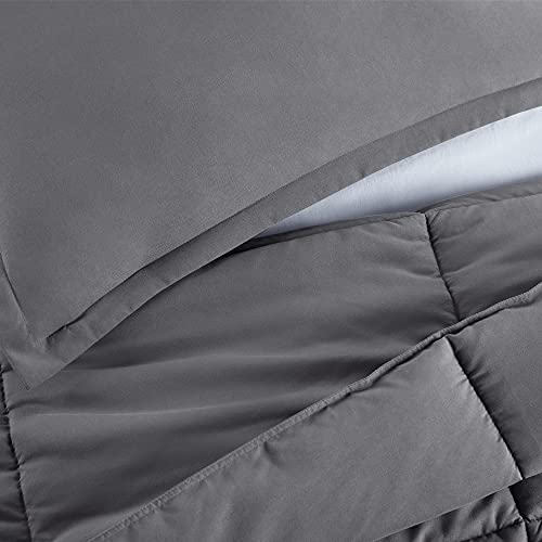 Simply Clean Ultra Soft Hypoallergenic Solid 3 Piece Comforter Set, King, Grey - view 4