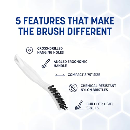Grout Brush with Stiff Nylon Bristles, 8 Inch, White - view 3