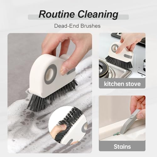 2 in 1 Groove Cleaning Brush Window Track Cleaning Tools, 2025 New Hard Bristle Crevice Cleaning Brush with Hidden Scraperfor Sliding Door Track, Window Sill, Shutter Door (Grey,1pcs) - view 4