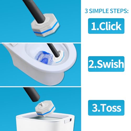Disposable Toilet Brush with 50 Cleaner Refills Pads，Wall Mounted Toilet Bowl Holder Set，Toilet Cleaning System Starter Kit，Bathroom Cleaning System for Sink Bathtub Wash Basin - view 7