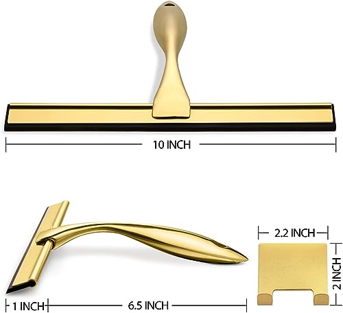 All-Purpose Shower Squeegee for Shower Doors, Bathroom, Window and Car Glass - Brass, Stainless Steel, 12 Inches - view 2