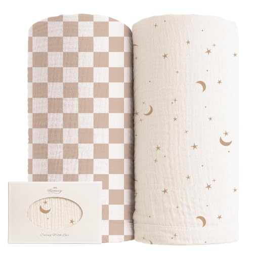 Muslin Swaddle Blankets, 100% Cotton Receiving Blankets, 47"x 47"