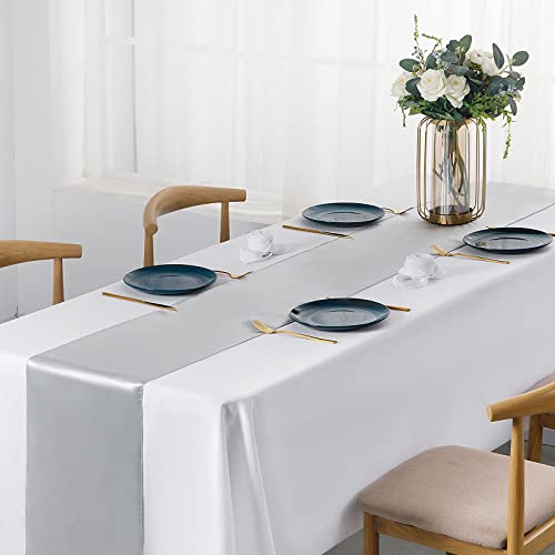 24 Pcs Silver Satin Table Runner 12 x 108 inches Long - view 2