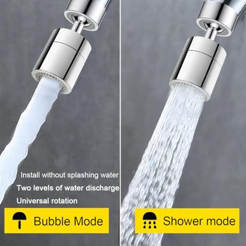 2 Pcs Faucet Aerator, 360° Swivel Kitchen Sink Faucet Aerator, Big Angle Twist, Dual-function 2-Flow Sprayer Faucet Head, Sink Sprayer Attachement, Faucet Replacement Part 55/64'', Chrome - view 3