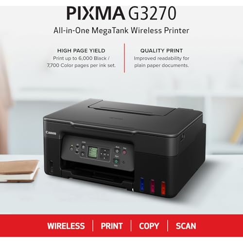 PIXMA G3270 MegaTank All-in-One Inkjet (Black) (5805C002) Bundle - view 2
