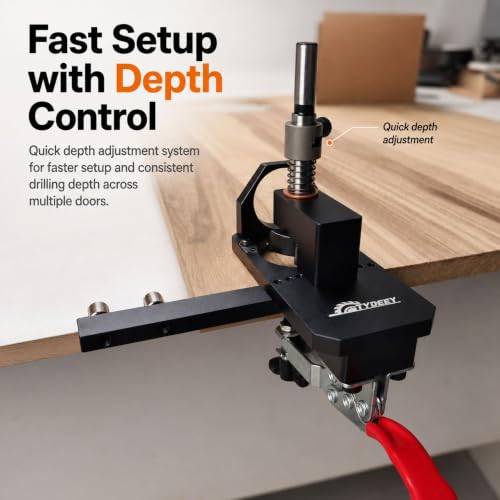 35mm Concealed Hinge Jig for Cabinet Doors, Aluminum Hinge Drilling Guide with Depth Adjustment, 3–4 Inch Edge Distance Arm, Dust Port & Toggle Clamp - view 5