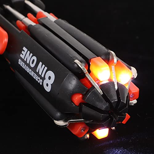 8 in 1 Screwdriver General, Folding Pocket Screw Driver with LED Lights, Multi Functional Screwdriver Tool Set for Household, Auto, Professional Gadgets Repair Tool (Wihout Battery) - view 4