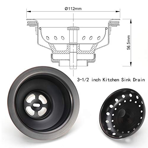 3-1/2 Inch Kitchen Sink Drain ORB Assembly with Strainer Basket/Stopper, All Stainless Steel Durable and Rustproof Oil Rubbed Bronze - view 5