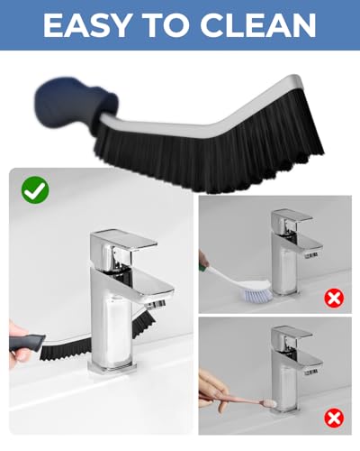 Crevice Cleaning Brushes, Cleaner Scrub Brush Tool for Hard to Reach Tight Space, Home Essentials, Serrated Scrub Brushes, Cleaning Supplies for Shower, Bathroom, Kitchen, Toilet (3, Black) - view 3