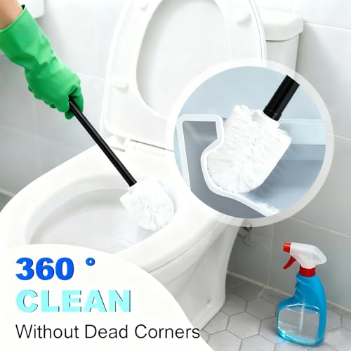 Matte Black Toilet Brush and Holder Set, Wall Mounted Toilet Bowl Brush with Long Handle, Stainless Steel Toilet Brushes for Bathroom-Space Saving - view 6
