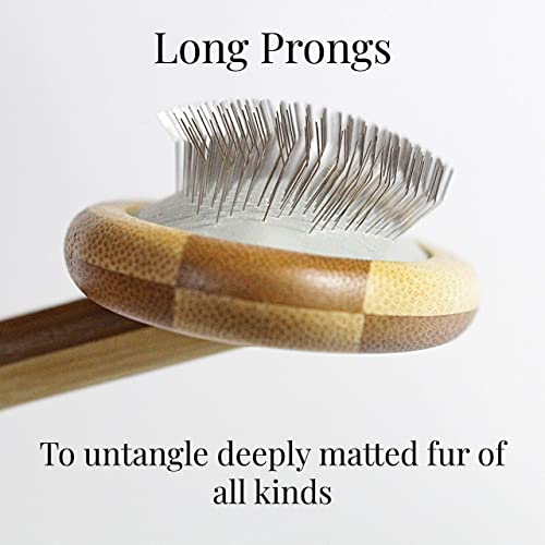 Sheepskin Brush Rug Wool Carpet Cleaner Bamboo Wire Slicker Carding, Unmats Fur & Restores Like New, Longer Prongs, Stronger Design, To Fluff Fleeces, Sherpa, Macrame & Faux Fur Blankets - view 2