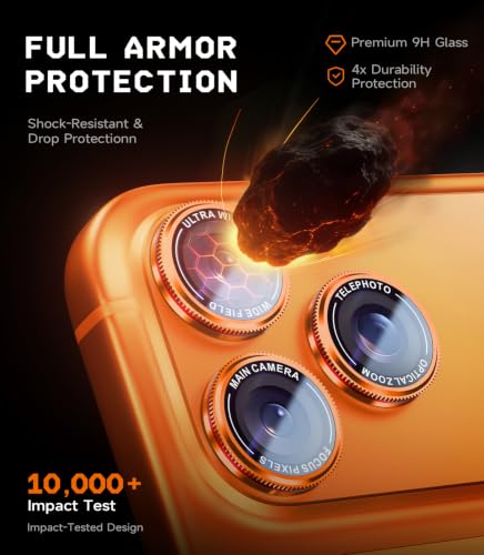 Lens Cover for iPhone 17 Pro/17 Pro Max, AR Clear Camera Protector, Anti-Scratch Full Coverage, Energy Mecha Style, Energy Orange - view 2