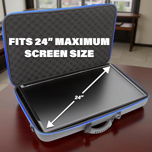 Portable Monitor Case for 15.6" to 24" Gaming Monitors or Laptops, Hard Shell EVA Screen Cover with Padded Foam, Fits Accessories for 15.6 to 17.3 Inch Screens (Gray) - view 3