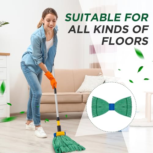 6 Pcs Large Microfiber Tube Mop Heads 18 Oz Looped End,Green - view 4