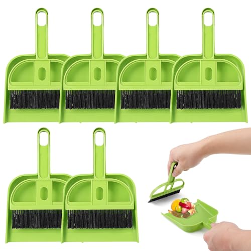 Mini Broom and Dustpan Set 6 Pack Desktop Broom and Dustpan Combo for Home Office Cleaning Brush for Keyboard Windowsill Counter Compact Handheld Sweeping Tools