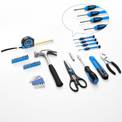 39-Piece Basic Household Tool Set with Toolbox Storage Case, Blue - view 2