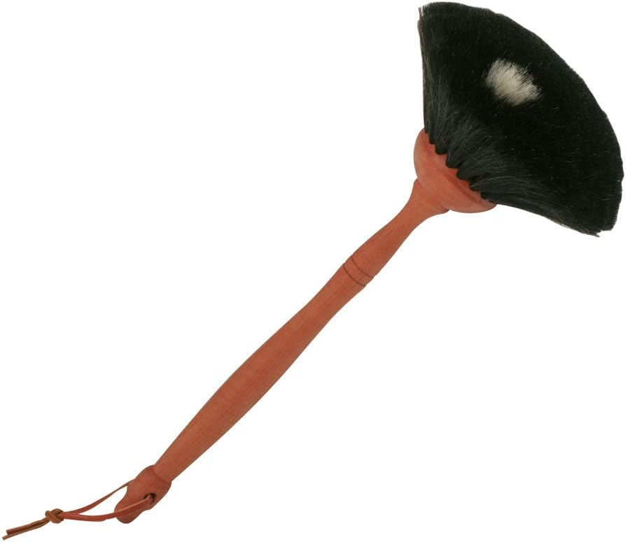 Dust Brush with Goat Hair Bristles and Oiled Pearwood Handle, 13-3/8-Inches, Black with White Dot Goat Hair Dusters - Goat Hair Dusting Brush - Wood Duster Brush