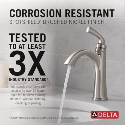 Geist Brushed Nickel Bathroom Faucet 1 Hole, Single Hole Bathroom Sink Faucet for Vanity, Push-Pop Drain Assembly, SpotShield Brushed Nickel 15864LF-SP - view 2