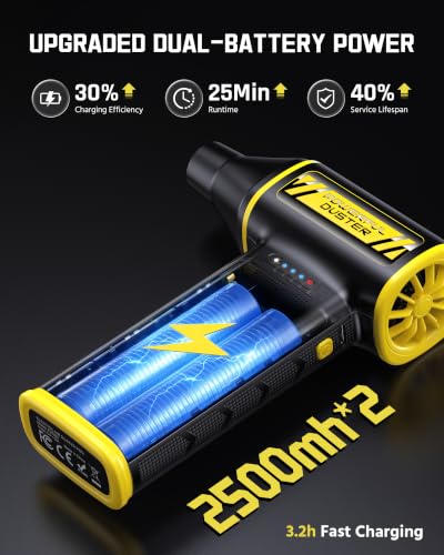 Compressed Air Duster, 110000RPM Ultra-Powerful Electric Air Duster, 3-Speed Cordless Turbo Air Blower, Rechargeable Dust Cleaner for Car Detailing, Keyboard, PC, Home & Outdoor - view 5