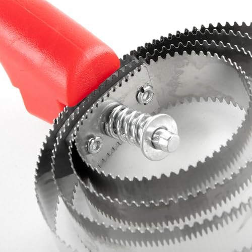 Equine Reversible Shedding Curry Comb for Horses, Dual Stainless Steel Spring Teeth, 2-Sided Grooming Brush, Spring Action Rotating Head, Deep Cleaning Coat Grooming, Plastic Grip Handle, Red - view 4