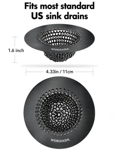 Reversible Kitchen Sink Drain Strainer, Anti-Clog Flat Edge, Black - view 2