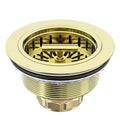 3-1/2 Inch Kitchen Sink Drain Assembly Stainless Steel Gold Kit with Strainer Basket/Rubber Stopper, Rustproof Durable Gold Finish Replacement for Standard Commercial Sink Drains