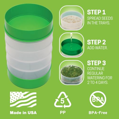Deluxe Seed Sprouter with 4 Growing Trays and 1 Seed Packets, (Alfalfa Seeds) Easily Grow Sprouts Indoors for a Healthy Lifestyle - view 5