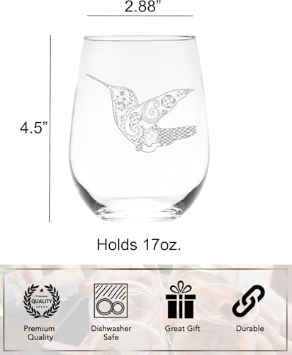Hummingbird Design 17 oz Stemless Wine Glass, Style H1 (Pack of 4) - view 5